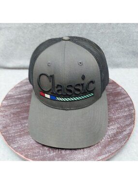 Classic Gray Mesh Trucker Hat With Embroidered Logo & Adjustable Snapback